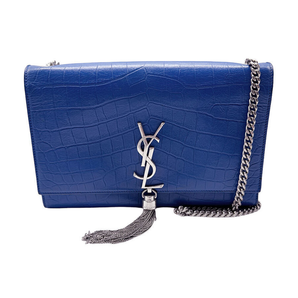 Saint Laurent shoulder bag embossed leather blue